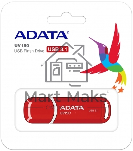 Флешка USB R/W R/W ADATA 64GB ADATA UV150, USB 3.0, Красный