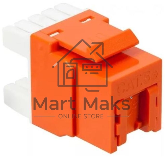 Модуль Keystone, RJ45, кат.5E, UTP, 180 градусов, со встроенной шторкой, оранжевый