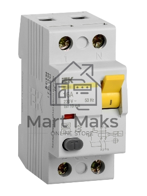 Выключатель дифференциального тока (УЗО) 2п 16А 10мА тип AC ВД1-63 IEK MDV10-2-016-010