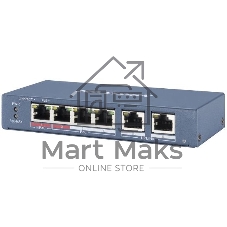 Коммутатор Hikvision DS-3E0106P-E/M, 4×100 Мбит/с PoE+ + 2×100 Мбит/с, неуправляемый