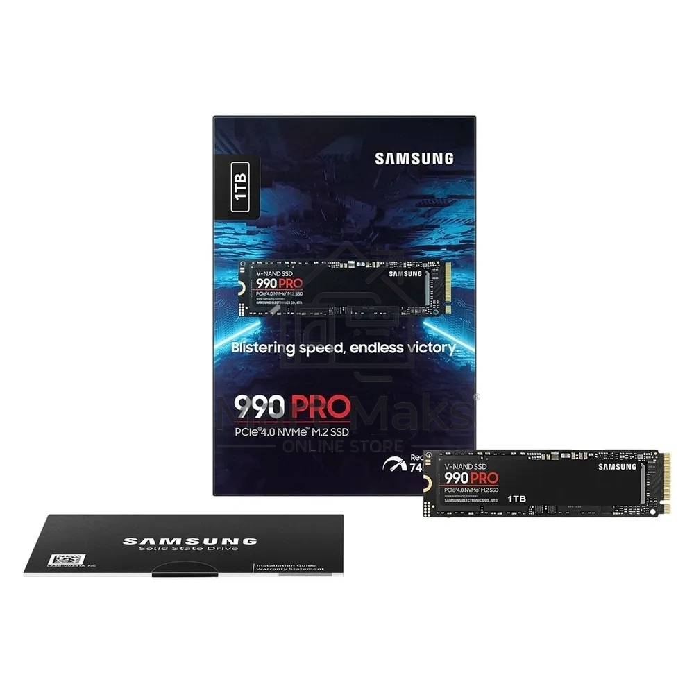 Накопитель SSD Samsung 990 PRO, 1000GB, PCIe 4.0 x4, M.2 2280, NVMe, R/W 7450/6900, с радиатором