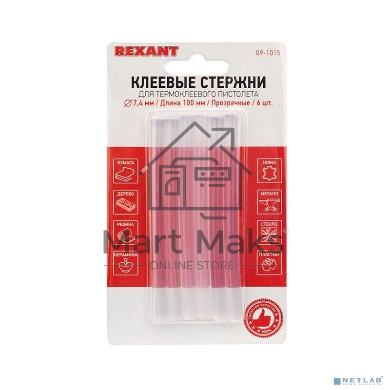 Клеевые стержни Rexant, Ø7 мм, 100 мм, прозрачные, 6 шт., блистер