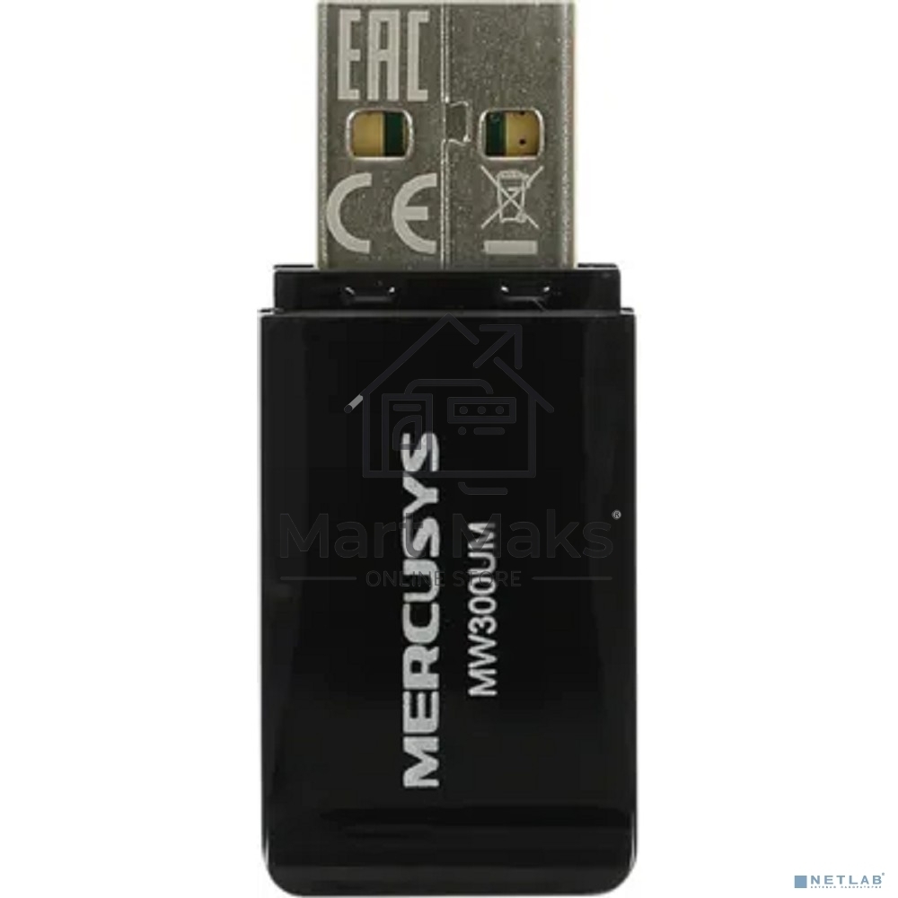 Сетевой адаптер USB2.0 адаптер Mercusys MW300UM, 300Мбит/с, компактный