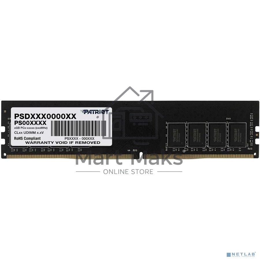 Оперативная память Patriot Signature, DDR4, 32GB (1x32 GB), 3200 MHz, CL22, DIMM