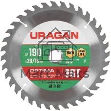 Диск пильный по дер. Uragan Optima (36801-190-20-36_Z01) d=190мм d(посад.)=20мм (циркулярные пилы)