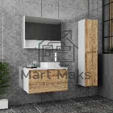 Комплект для ванной, 3 предмета (Тумба Bau Dream Blackwood 80, раковина BAU Nimb 50х36, смеситель для раковины высокий Hotel Still, нержавеющая сталь)