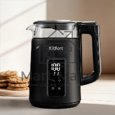Чайник электрический Kitfort КТ-6714 1.7л. 2200Вт черный корпус: стекло/металл/пластик