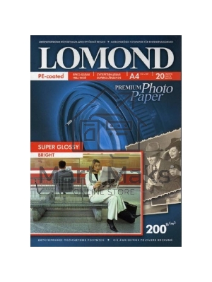 Фотобумага ПРЕМИУМ для стр.печати LOMOND200 г/м2 одностор.Super Glossy Bright 10х15см(20л)