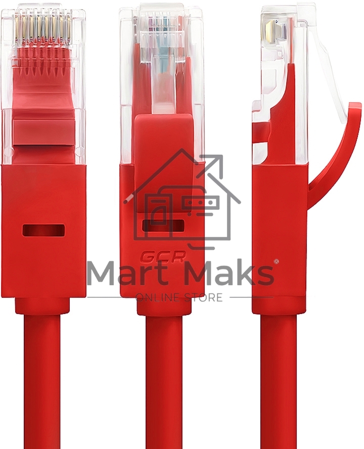 Патч-корд Greenconnect Патч-корд UTP прямой 1 m AWG24 кат.5е,  RJ45,  медь, литой (Красный), пластик пакет (GCR-LNC04-1.0m)