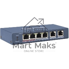 Коммутатор Hikvision DS-3E0106P-E/M, 4×100 Мбит/с PoE+ + 2×100 Мбит/с, неуправляемый
