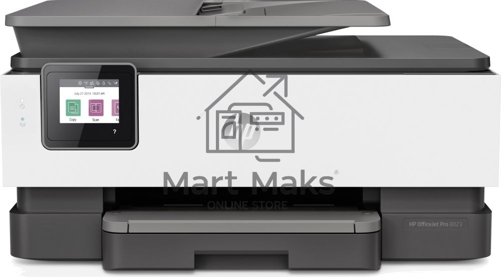 МФУ струйный HP OfficeJet 8023 (1KR64B), A4, цвтной, печ. до 20 стр/мин. (ч/б), до 10 стр/мин. (цвет), скан. до 8 стр/мин. (ч/б) 3.5 стр/мин. (цвет), 1200 x 1200 dpi, USB, RJ-45, Wi-Fi, Air Print