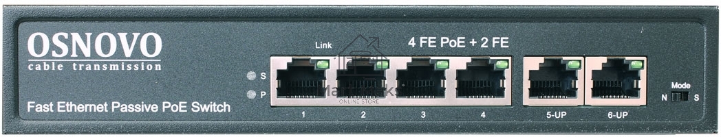 Коммутатор Osnovo SW-20600/A(80W) 6x100Mb 4PoE+ 80W неуправляемый