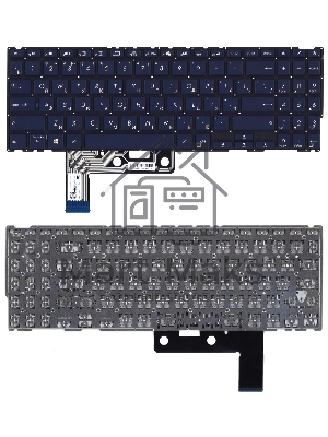 Клавиатура для ноутбука Asus ZenBook UX533F темно-синяя с белой подсветкой