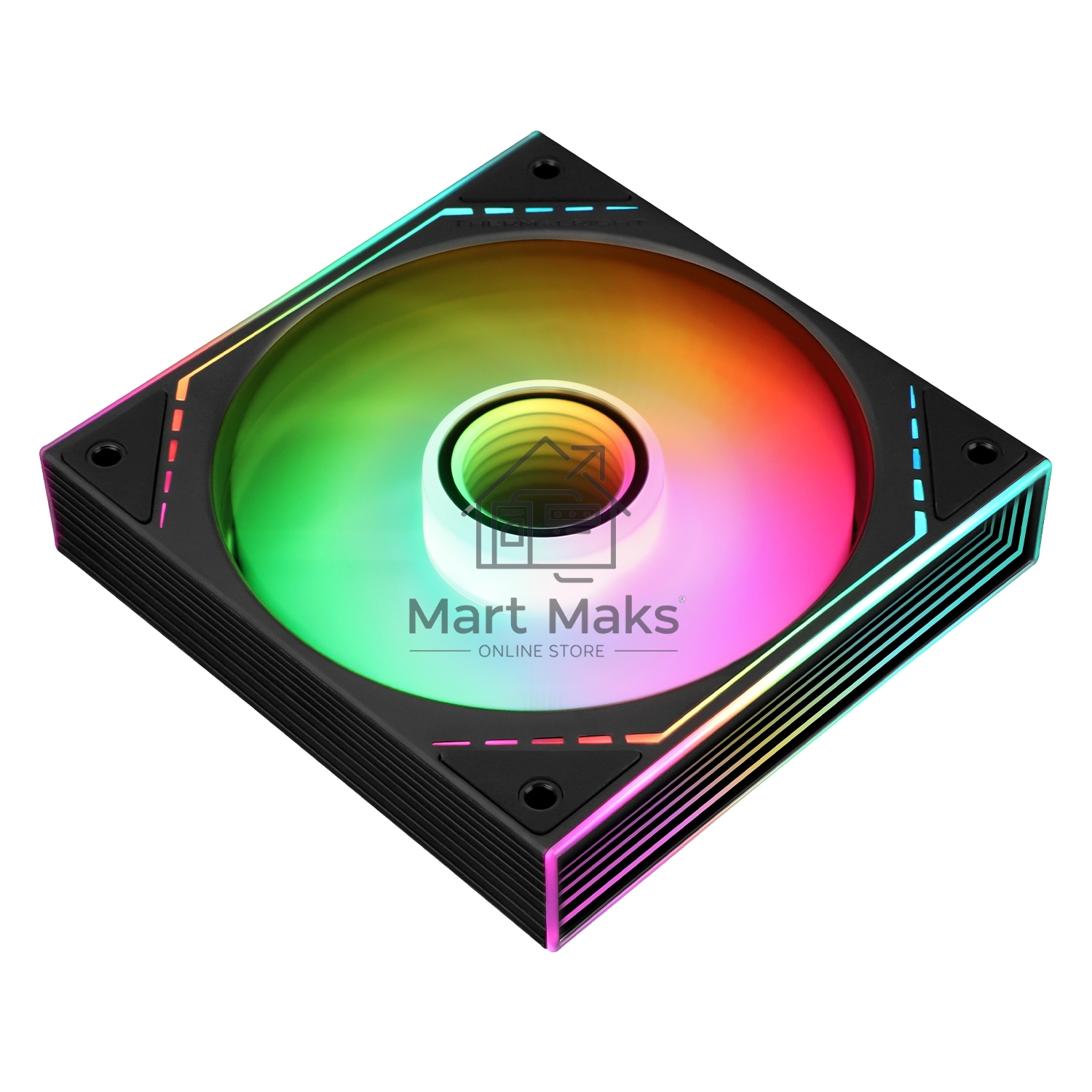 Кулер для корпуса Thermalright TL-M12-S (120x124x25mm, 4-pin PWM, ARGB, 47.6CFM, 23.2dBA, 1500RPM, Black)