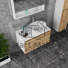 Комплект для ванной, 3 предмета (Тумба Bau Dream Blackwood 80, раковина BAU Nimb 50х36, смеситель для раковины высокий Hotel Still, нержавеющая сталь)