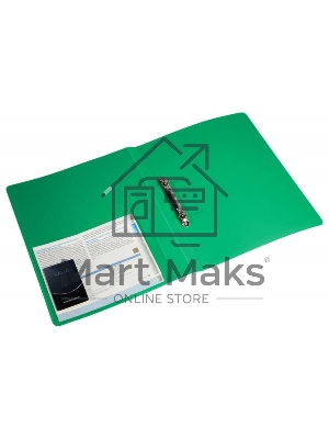 Папка на 2-х кольцах Бюрократ -0812/2RGRN A4, пластик, 0.8мм корешок 40мм, внутренний и торцевой карман, зеленый Папка на 2-х кольцах Бюрократ -0812/2RGRN A4, пластик, 0.8мм корешок 40мм, внутренний и торцевой карман, зеленый