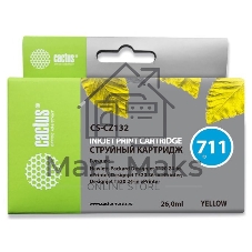 Картридж струйный Cactus CS-CZ132 №711 желтый (26 мл) для HP DesignJet T120/T520