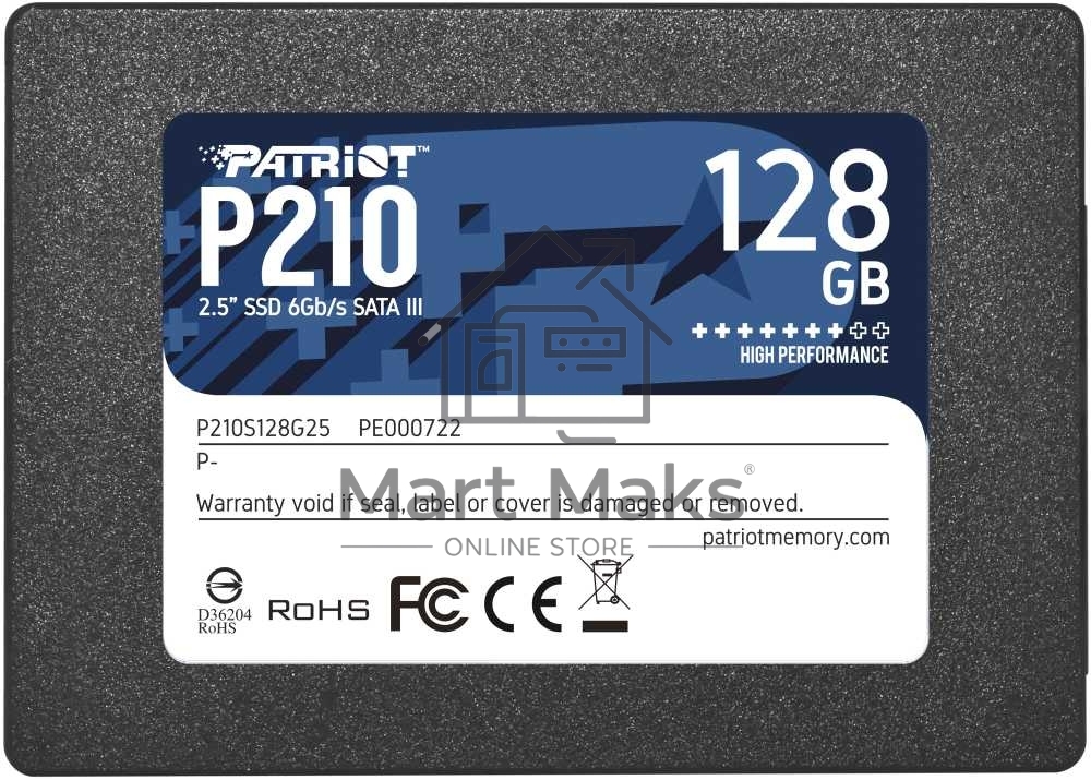 Накопитель SSD Patriot P210, 128GB, SATA III, 2.5