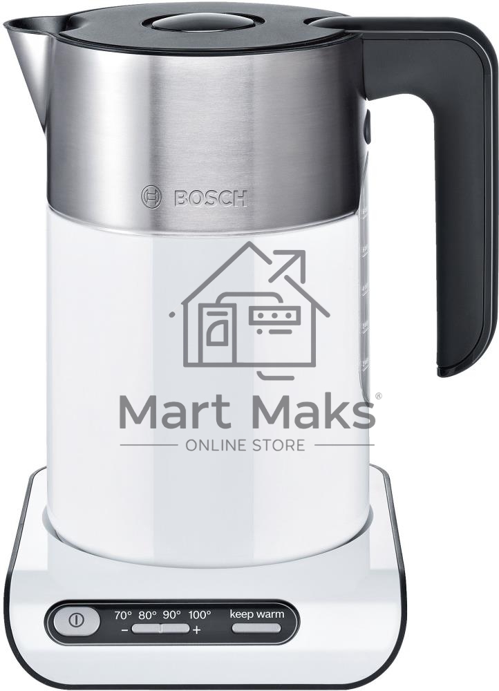 Чайник электрический Bosch TWK8611P 1.5л. 2400Вт белый/серебристый (корпус: нержавеющая сталь)