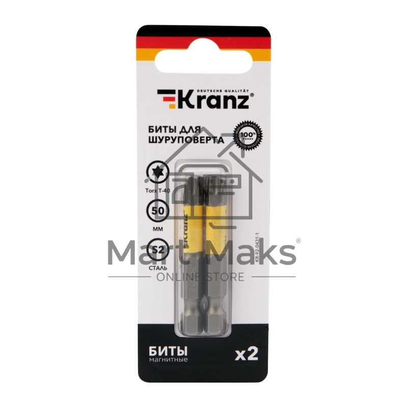 Бита для шуруповерта KRANZ Torx T40х50 мм (2 шт./уп.)