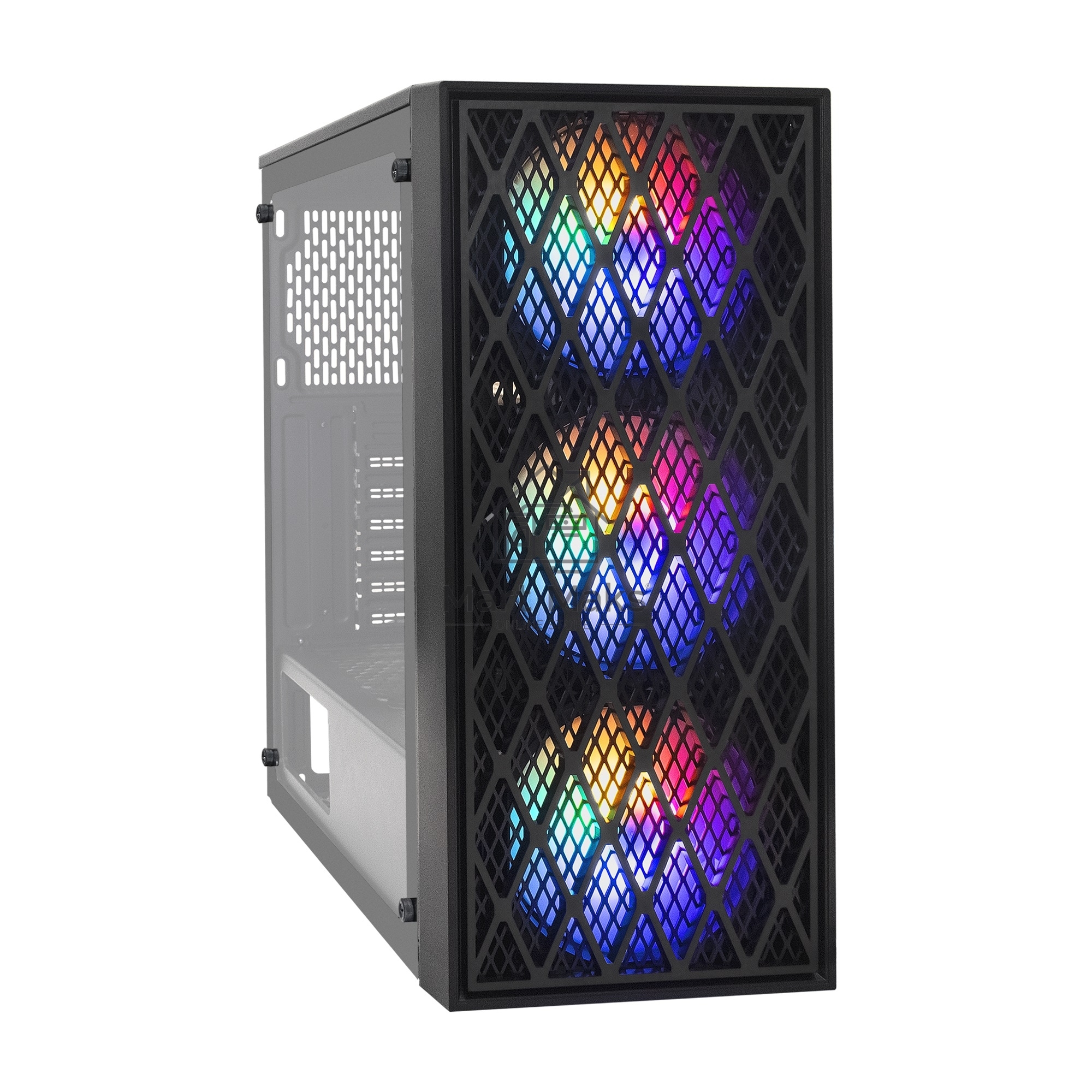 Компьютерный корпус Miditower ExeGate EVO-8243-NPX700 (ATX, БП 700NPX с вент 12 см, 2*USB+1*USB3.0, черный, 3 вент. с RGB подсветкой, боковая панель - закаленное стекло)