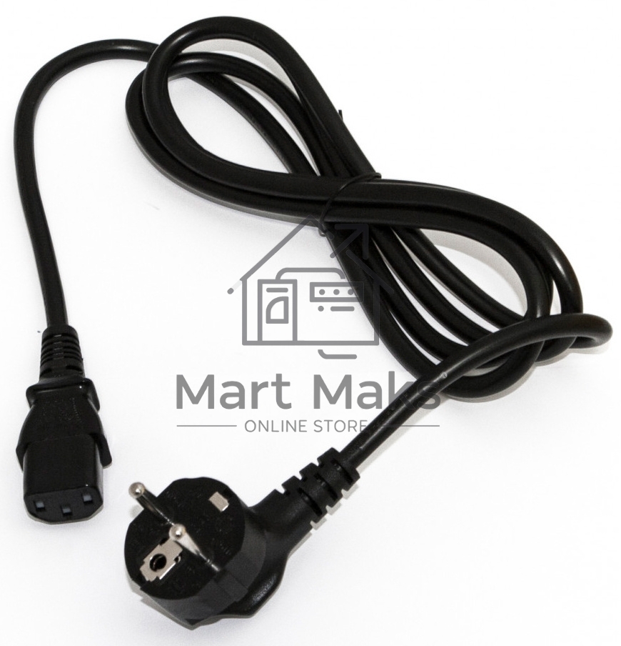 Кабель питания компьютера Hyperline PWC-IEC13-SHM-10-BK (Shucko+C13) (3x1.00), 10A, угловая вилка, 10 м 