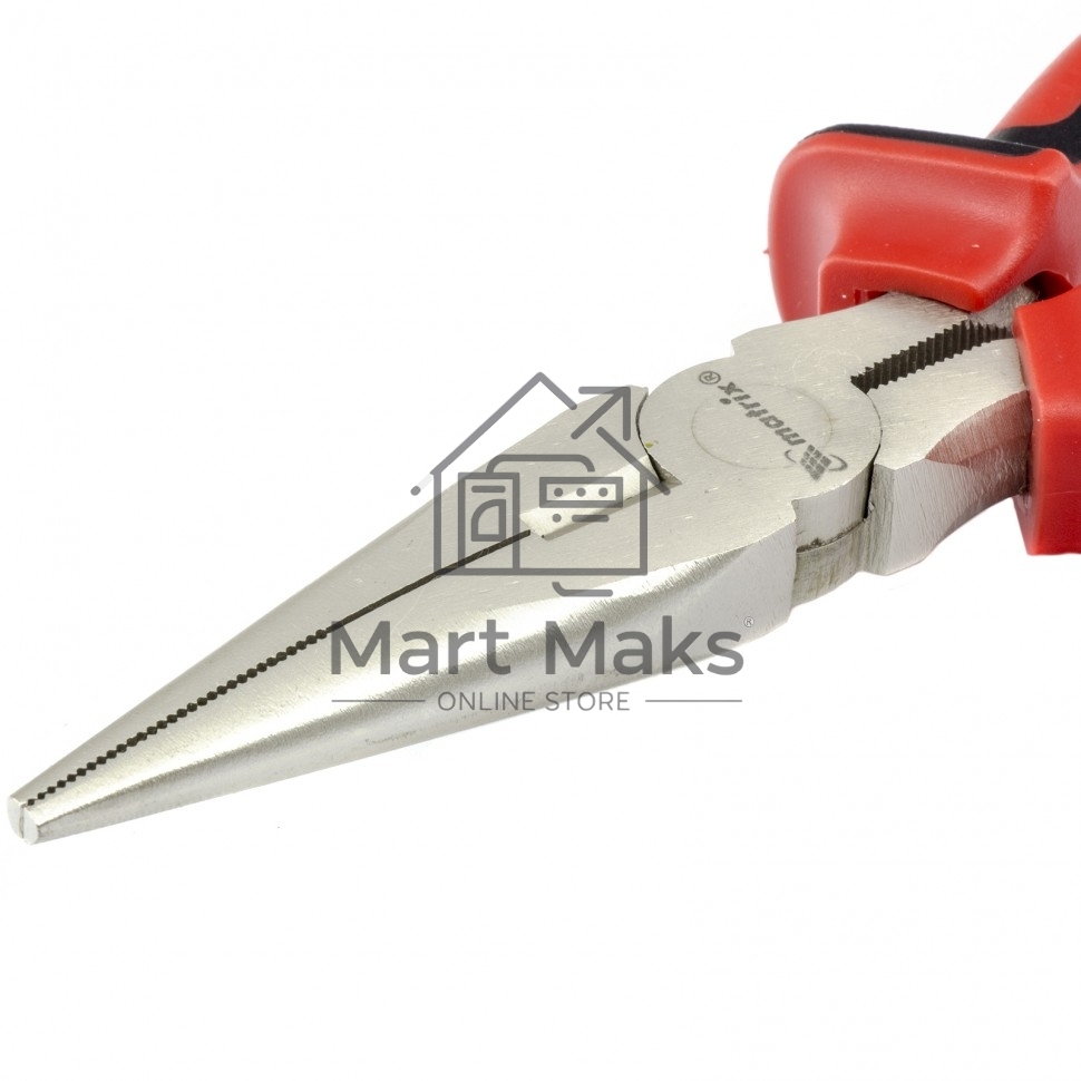 Длинногубцы MATRIX NICKEL, 160 мм, прямые никелированные, двухкомпонентные рукоятки 17164