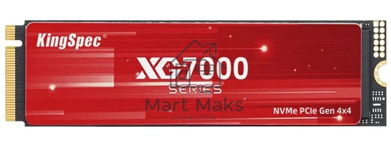 Накопитель SSD KingSpec XG7000, 2Tb, PCIe 4.0 x4, M.2 2280, NVMe, R/W 7400/6600, с радиатором