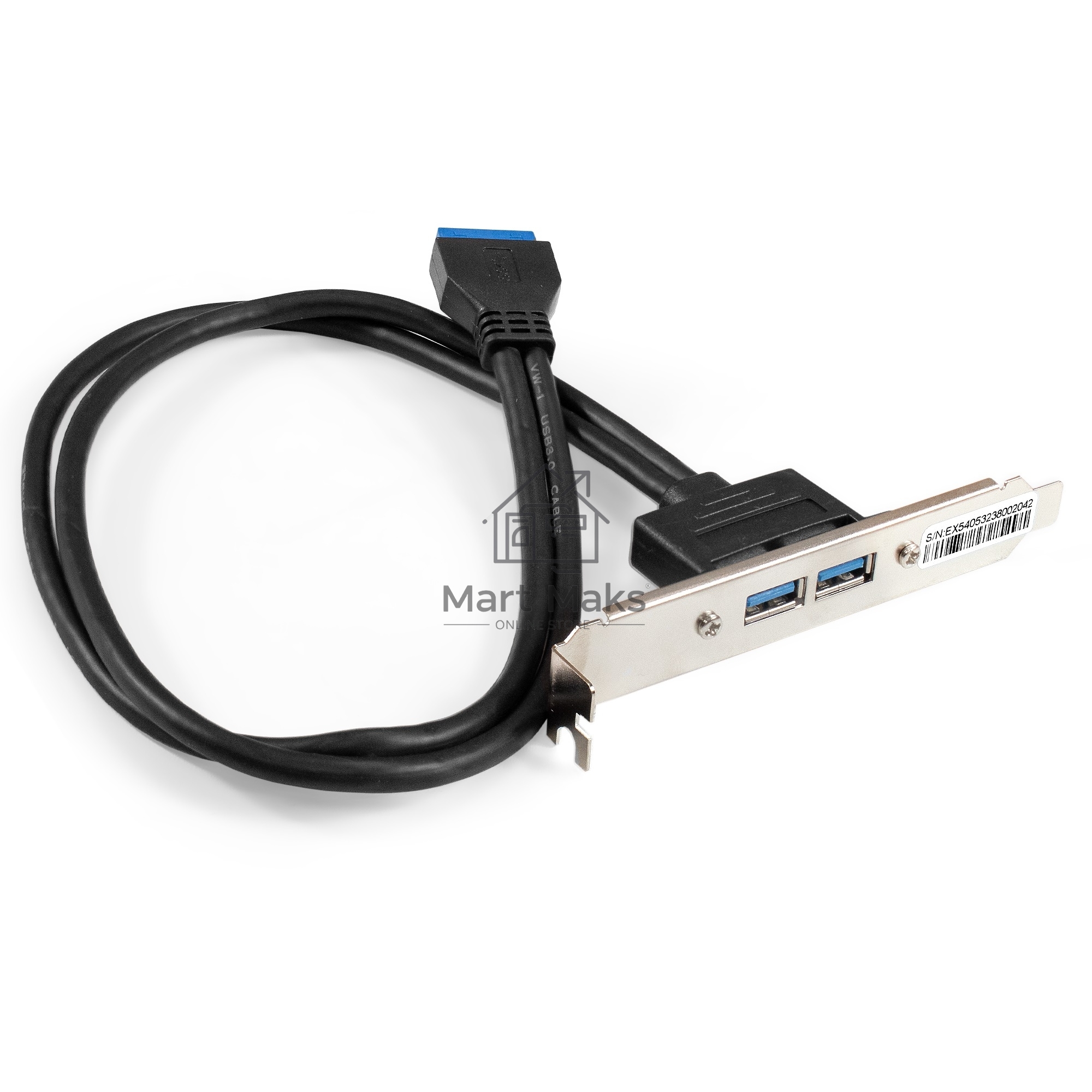 Планка портов в корпус 2xUSB3.0 ExeGate BrctUSB3-2A (USB 3.0 20pin (IDC 20pin F) --> 2x USB 3.0 Af, кабель 20см)