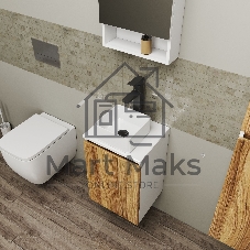 Комплект для ванной, 4 предмета (Тумба Bau Dream Blackwood 40, раковина BAU Mini 24х24, смеситель для раковины высокий Hotel Black, черный, выпуск клик клак, черный)