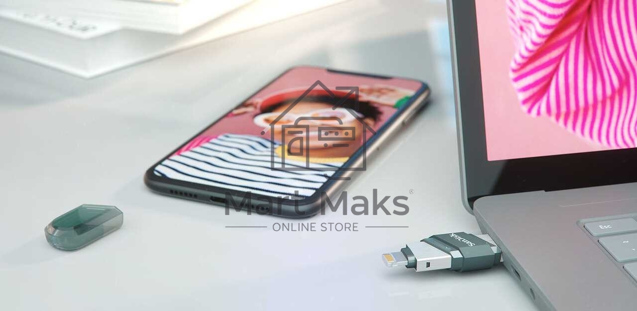 Флешка USB R/W R/W Sandisk 128Gb iXpand Flip SDIX90N-128G-GN6NE USB3.1 зеленый/серебристый