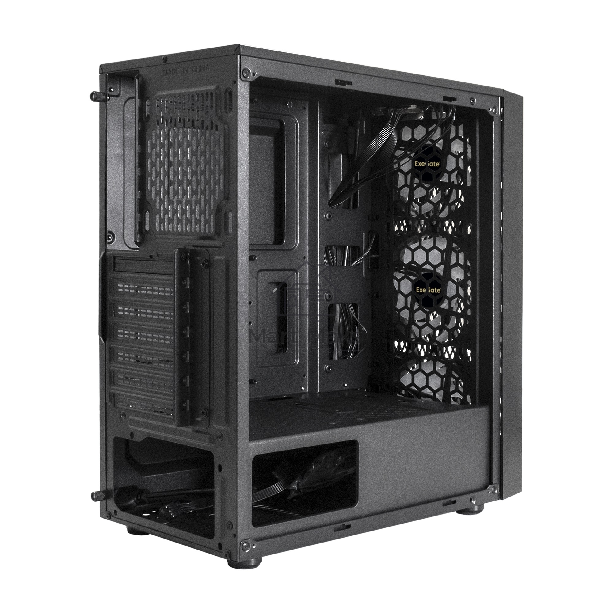 Компьютерный корпус Miditower ExeGate EVO-8243-NPX700 (ATX, БП 700NPX с вент 12 см, 2*USB+1*USB3.0, черный, 3 вент. с RGB подсветкой, боковая панель - закаленное стекло)