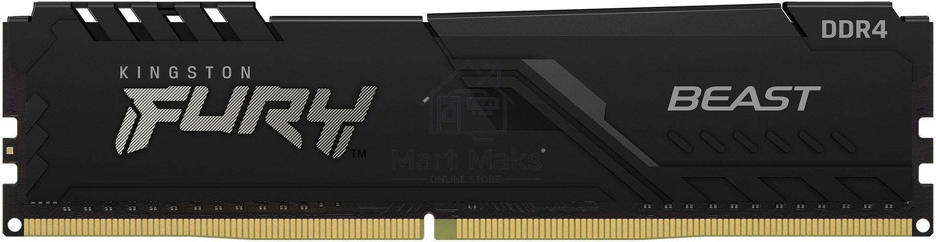 Оперативная память Kingston Fury Beast, DDR4, 16GB (1x16GB), 3200MHz, CL16, DIMM, с радиатором, черный
