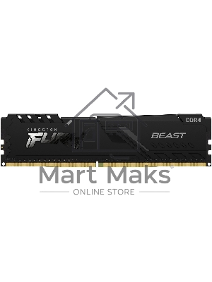 Оперативная память Kingston Fury Beast, DDR4, 16Gb (1x16Gb), 3200MHz, CL16, DIMM, с радиатором, черный