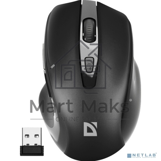 Мышь беспроводная Defender Prime MB-053 черный, 1600 dpi, радиоканал, USB, кнопки - 6