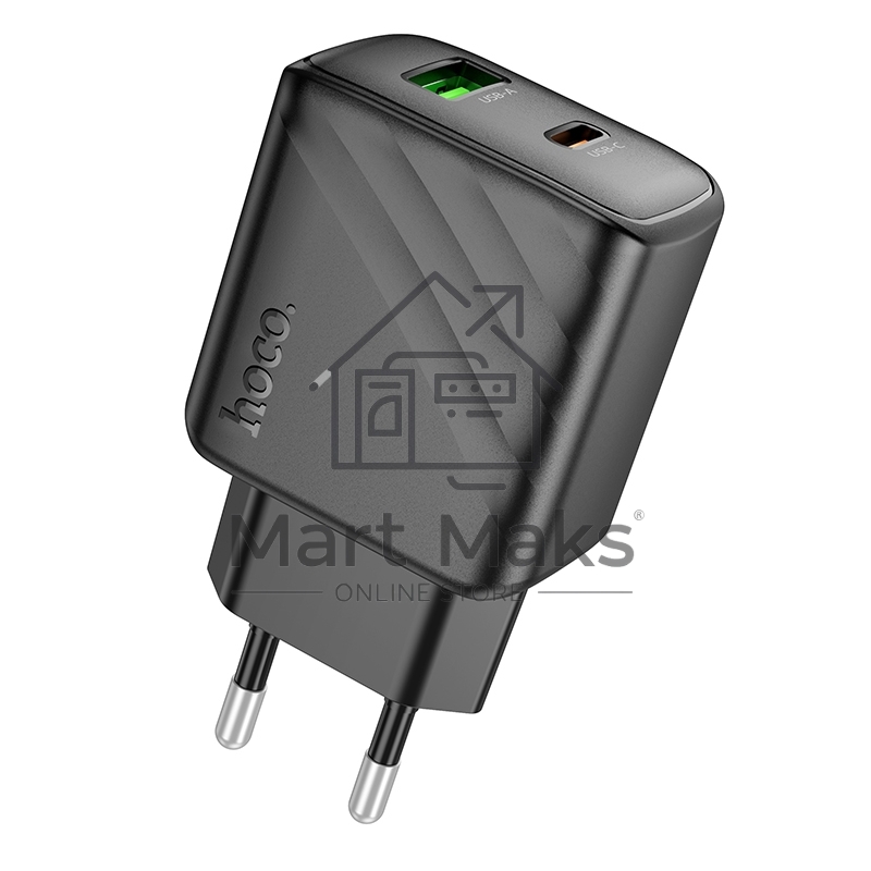 Зарядное устройство Hoco 30Вт, 3А, QC3.0/PD, 1хUSB, 1хType-C, CS23A, черный, коробка
