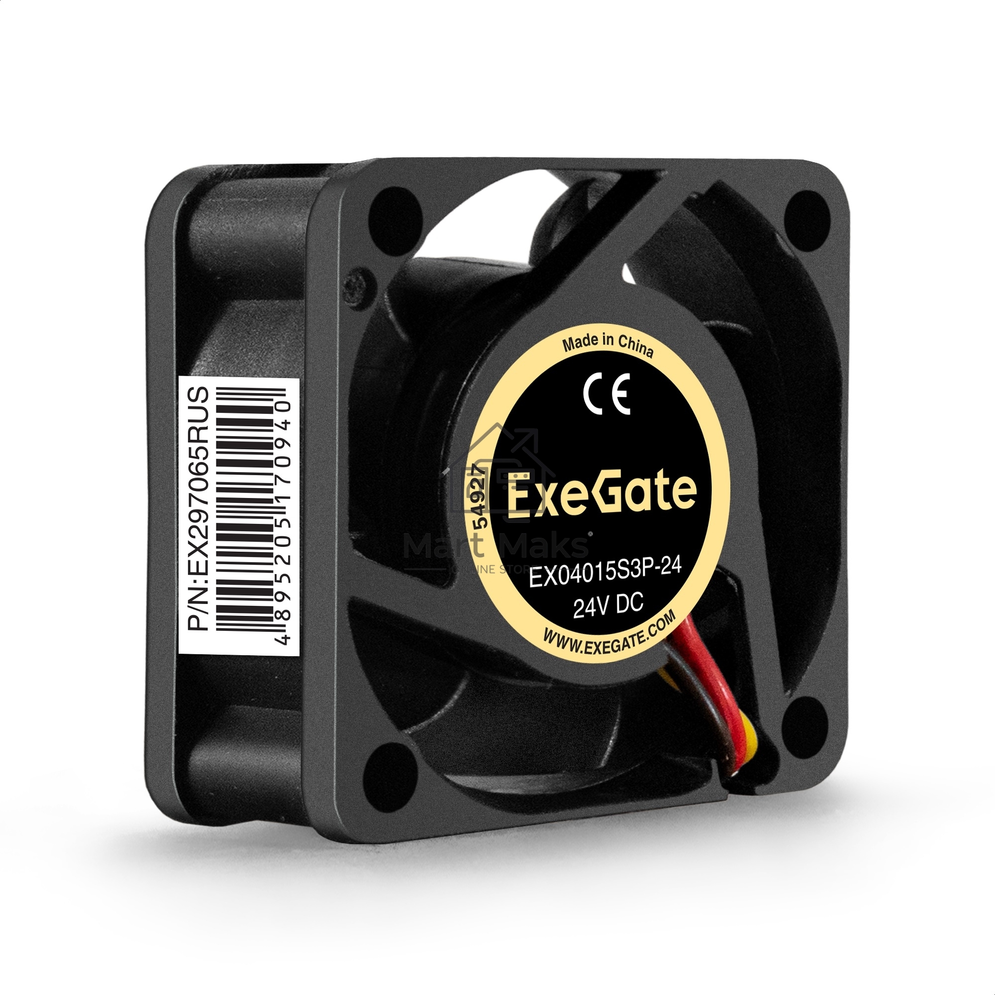 Вентилятор для корпуса ExeGate EX04015S3P-24 черный, 40 мм, 7500 об/мин, 32.6 дБ, 3 pin