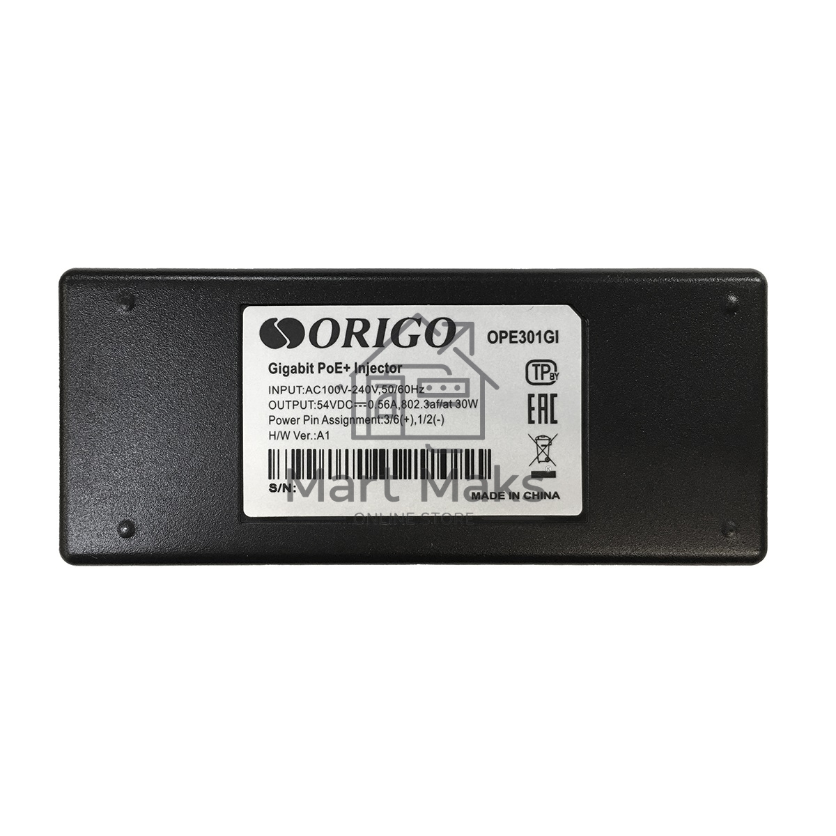 Инжектор PoE Origo OPE301GI 10/100/1000BASE-T 30Вт 100-240В(АС) (OPE301GI/30W/A1A )