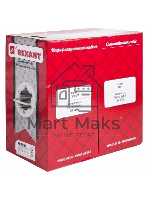 Кабель витая пара Rexant FTP 4PR 24AWG, CAT5e STRANDED (бухта 305 м)