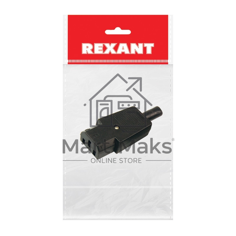 Сетевой штекер на шнур (1 шт.) (пакет БОПП) Rexant