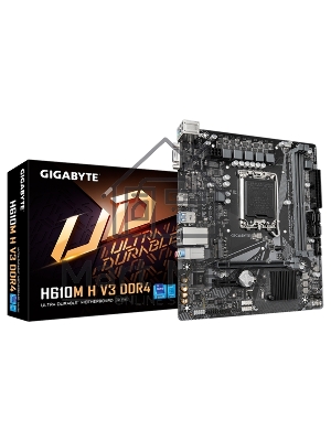 Материнская плата Gigabyte H610M H V3 DDR4, LGA 1700, Intel H610, 2xDDR4, 4xSATA, 1xM.2, 1xPCIe 4.0 x16, 1xPCIe x1, 1xHDMI, 1x 1Gb LAN, 2xUSB-A 3.2 Gen 1, 4xUSB-A 2.0, 3x 3.5 мм, 7.1, mATX