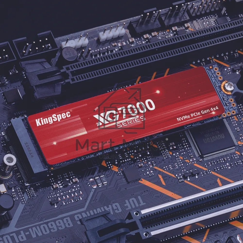 Накопитель SSD KingSpec XG7000, 2Tb, PCIe 4.0 x4, M.2 2280, NVMe, R/W 7400/6600, с радиатором