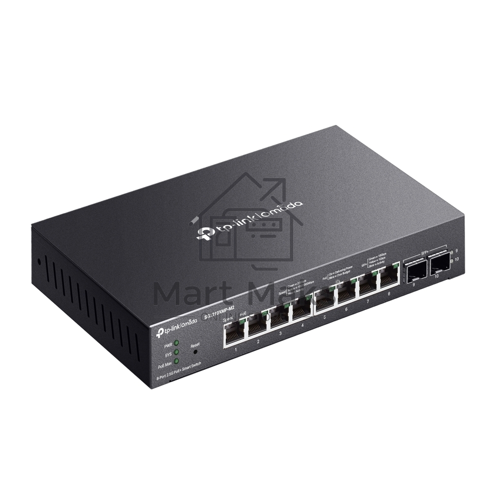 Коммутатор TP-Link SG2210XMP-M2, Smart линейки Omada с 8 портами PoE+ 2,5 Гбит/с и 2 портами SFP+