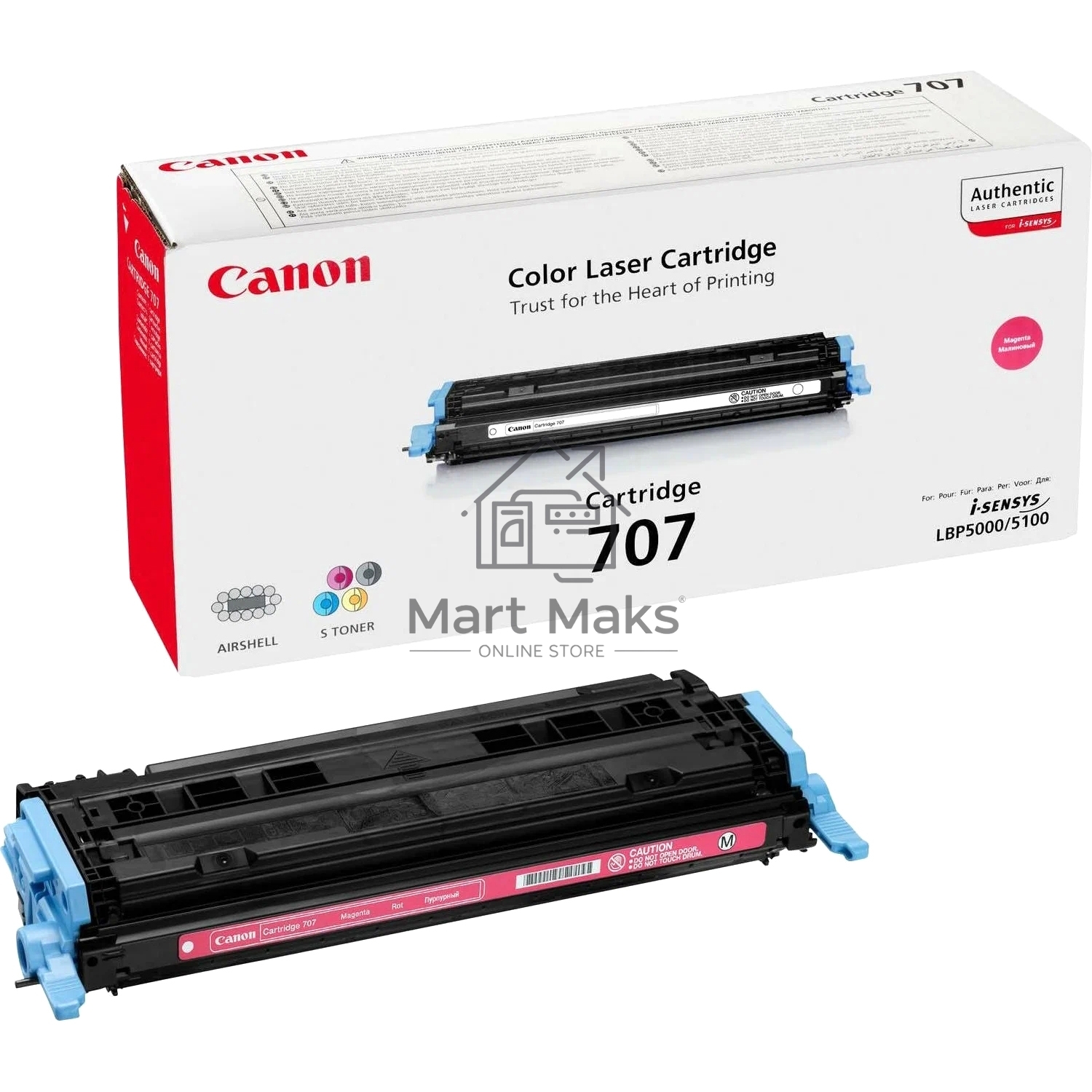 Картридж лазерный Canon 707M (9422A004) Magenta пурпурный, 2000 стр., для LBP 5000/5100