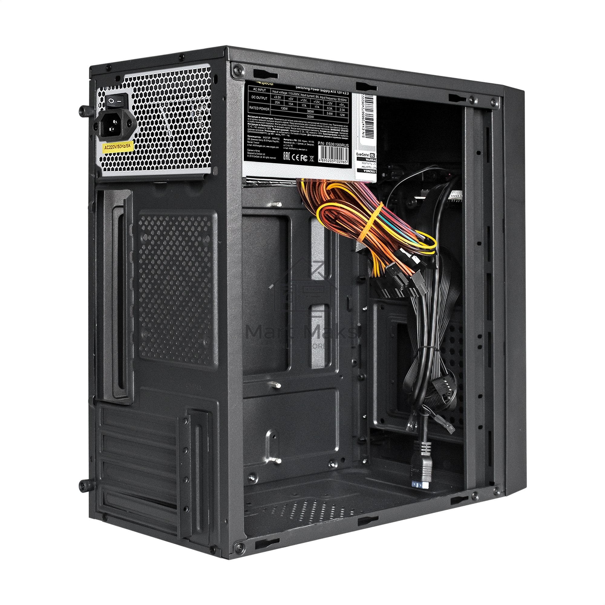 Компьютерный корпус Minitower ExeGate BAA-109U2-UN500 (mATX, БП UN500 с вент. 12см, 2*USB+2*USB3.0, аудио, черный)