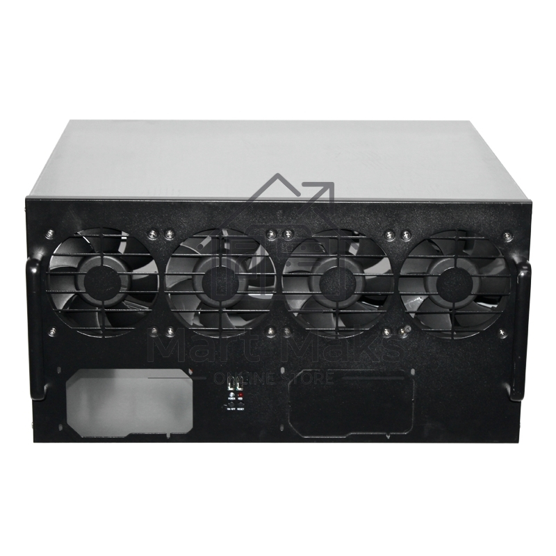 Корпус для майнинга Exegate EX270771RUS Pro 8-430 <без БП, 2*USB, 4*fan 120мм, места под: 8 видеокарт, 2 БП>
