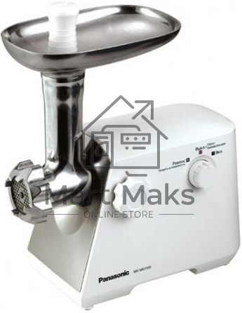 Мясорубка электрическая Panasonic MK-MG1510WTQ KIT 500Вт,реверс,2 перфорир.диска,нас.для кеббе,пластик+книга рецептов
