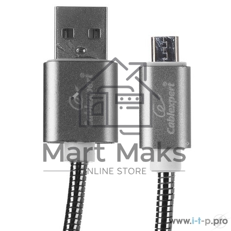 Кабель USB 2.0 Cablexpert CC-G-mUSB02Gy-1.8M, AM/microB, серия Gold, длина 1.8м, титан, блистер