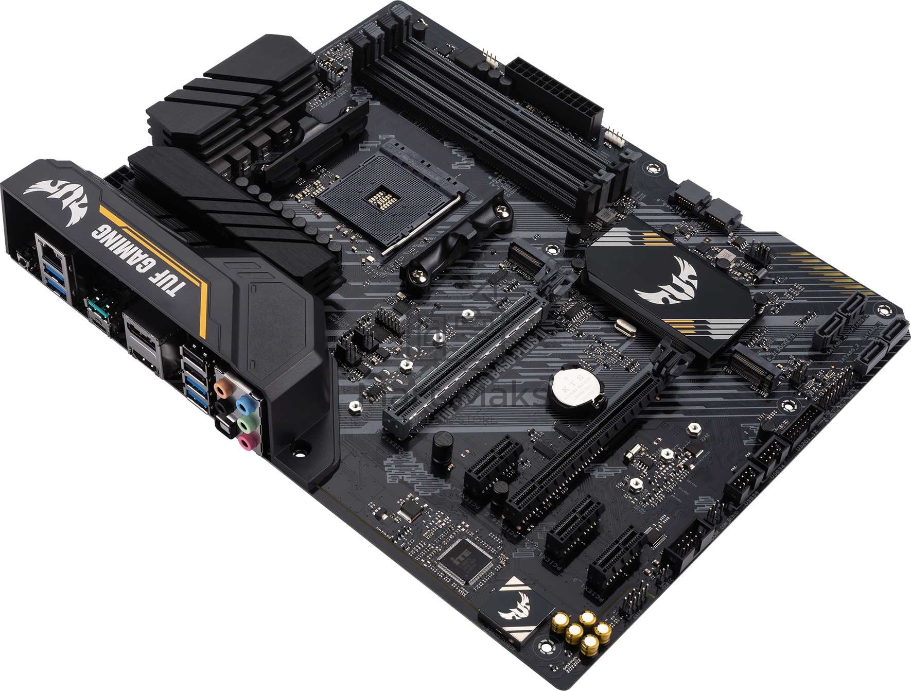 Материнская плата ASUS TUF GAMING B450-PLUS II, AM4, AMD B450, 4xDDR4, 6xSATA, 2xM.2, 1xPCI-E 3.0 x16, 1xPCI-E 2.0 x16, 3xPCI-E x1, 1xHDMI, 1xDP, 1x 1Gb LAN, 4xUSB 3.2 Gen 1, 1xUSB 3.2 Gen 2, 1xUSB-C 3.2 Gen 2, 5x3.5 мм, 7.1, ATX