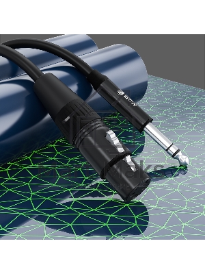 Кабель GCR 5.0m микрофонный stereo jack 6,35мм/XLR, M/F, черный, AL case черный